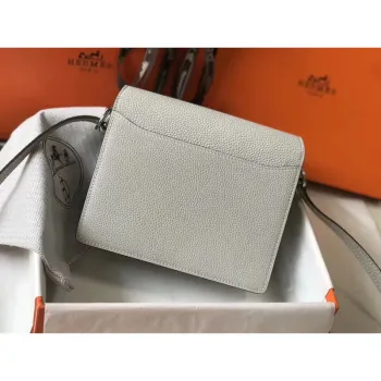 Hermes Mini Sac Roulis 18cm Taška v perlově šedé Evercolor telecí kůži
