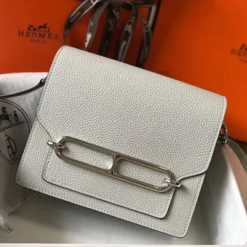 Hermes Mini Sac Roulis 18cm Taška v perlově šedé Evercolor telecí kůži