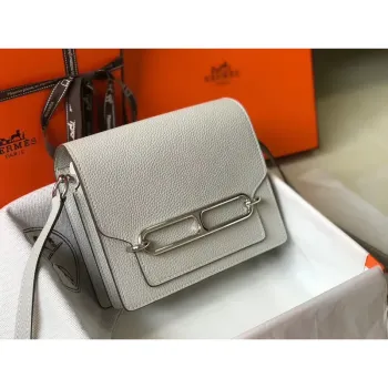 Hermes Mini Sac Roulis 18cm Taška v perlově šedé Evercolor telecí kůži