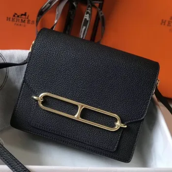 Hermes Mini Sac Roulis 18cm Taška v černé Evercolor telecí kůži