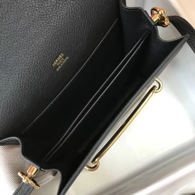 Hermes Mini Sac Roulis 18cm Taška v černé Evercolor telecí kůži