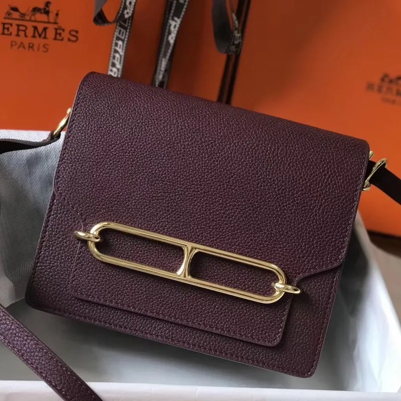 Hermes Mini Sac Roulis 18cm Taška v burgundské Evercolor telecí kůži