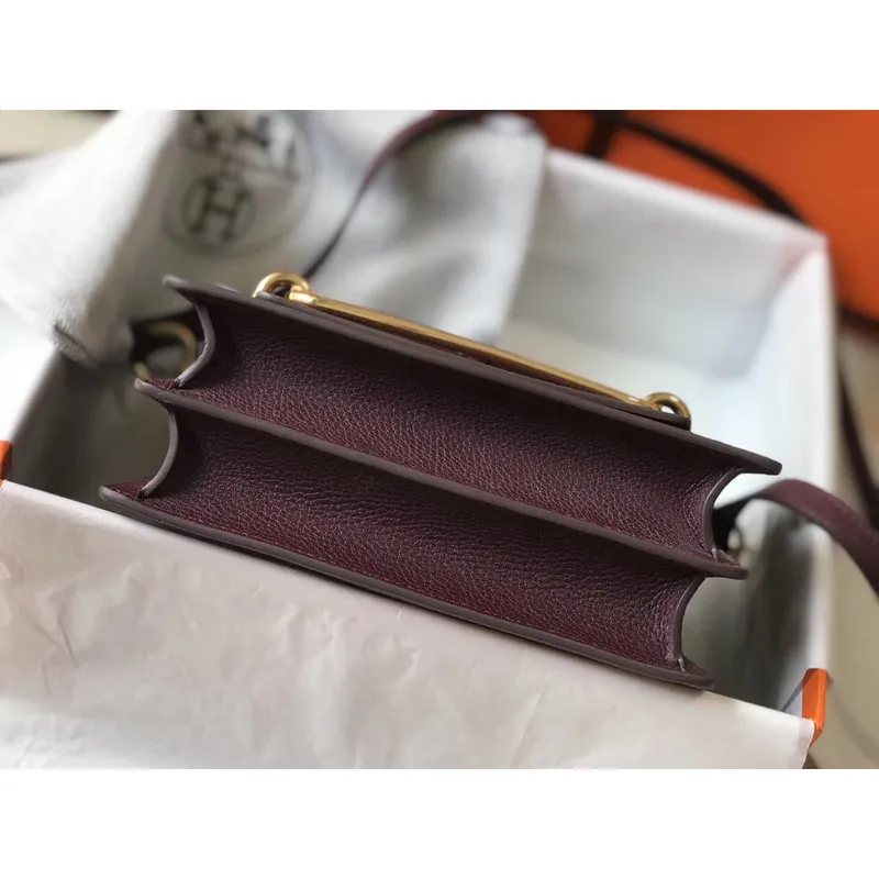 Hermes Mini Sac Roulis 18cm Taška v burgundské Evercolor telecí kůži