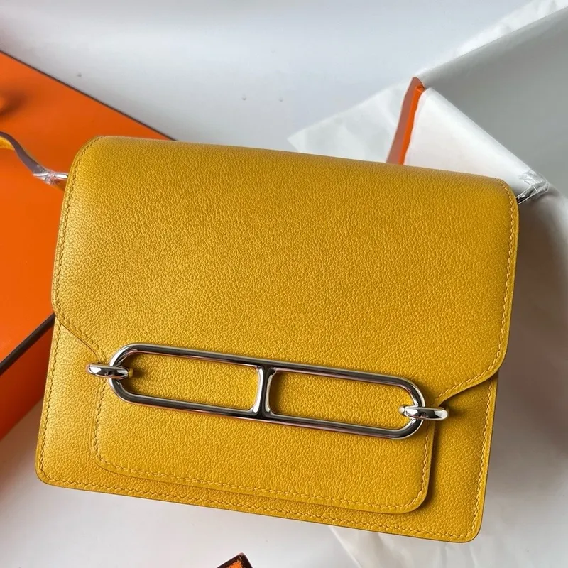 Hermes Roulis Mini 18 Taška v Jaune Ambre Evercolor telecí kůže