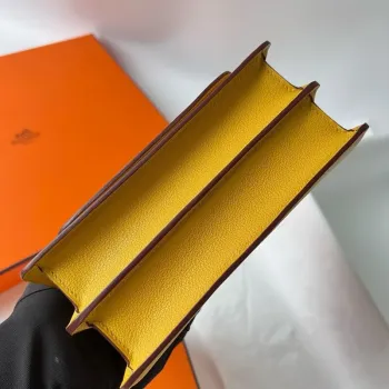 Hermes Roulis Mini 18 Taška v Jaune Ambre Evercolor telecí kůže