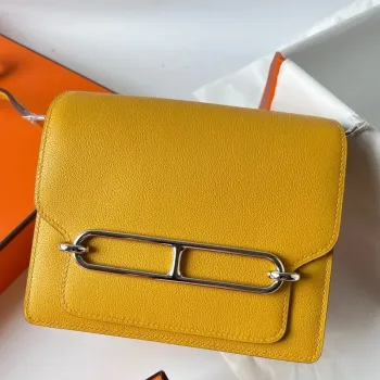 Hermes Roulis Mini 18 Taška v Jaune Ambre Evercolor telecí kůže