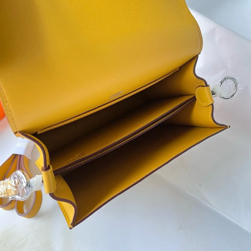 Hermes Roulis Mini 18 Taška v Jaune Ambre Evercolor telecí kůže