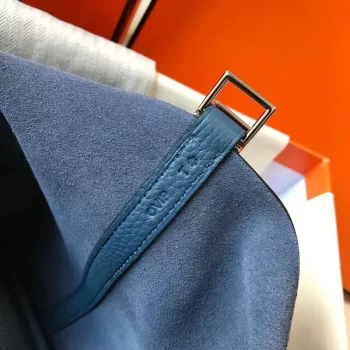 Hermes Picotin Lock 18 Taška v modré achátové kůži Clemence