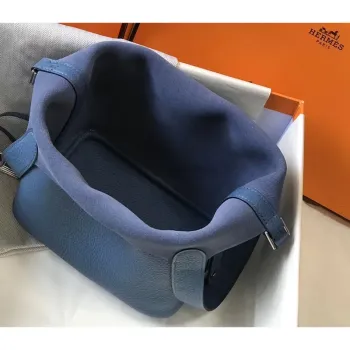 Hermes Picotin Lock 18 Taška v modré achátové kůži Clemence