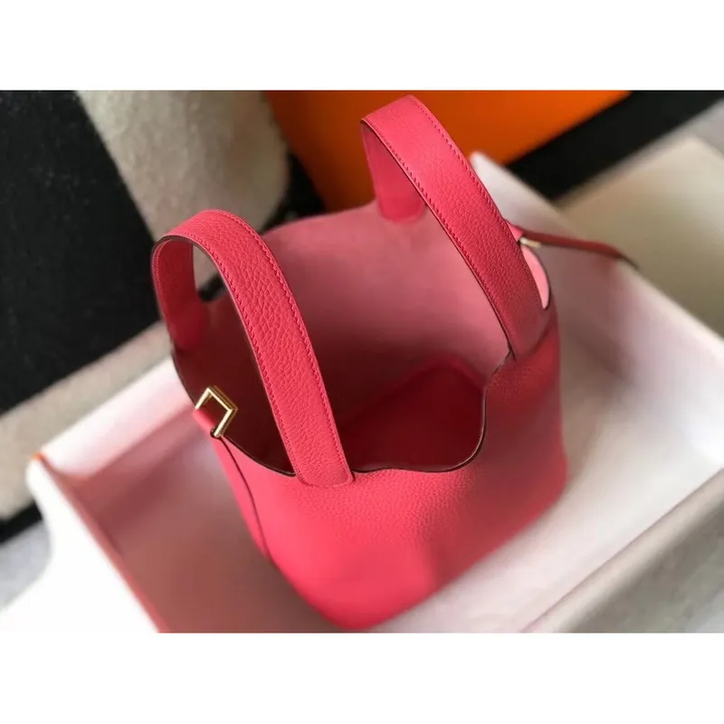 Hermes Picotin Lock 18 Taška v růžové rtěnce z kůže Clemence