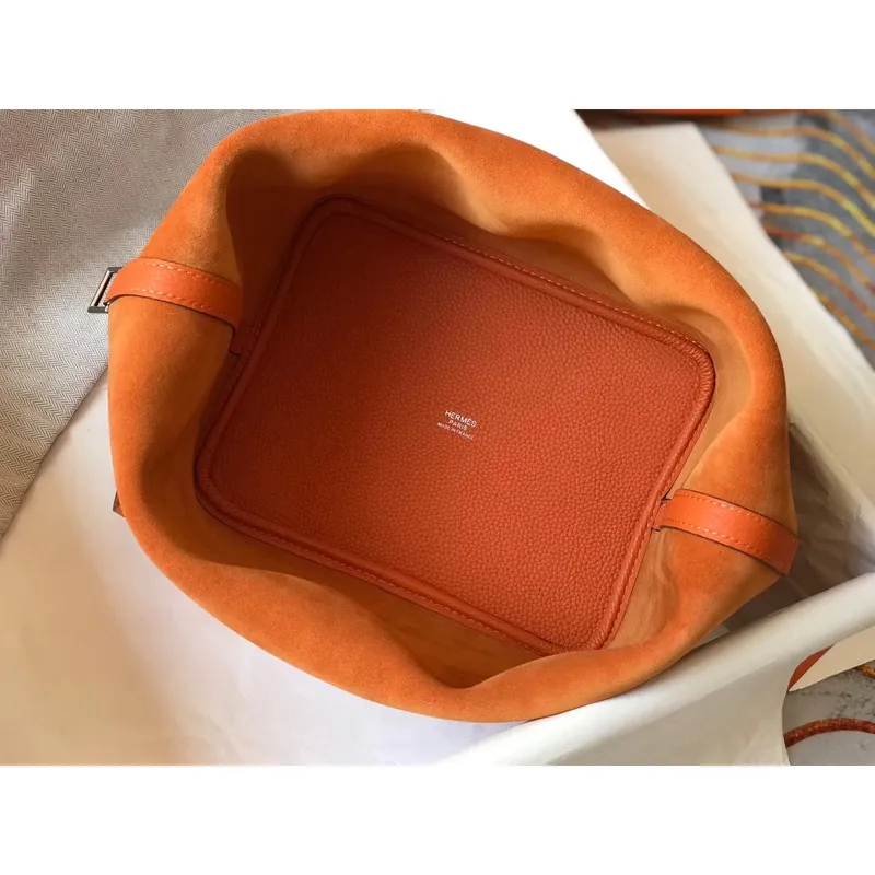 Hermes Picotin Lock 18 Taška v oranžové kůži Clemence