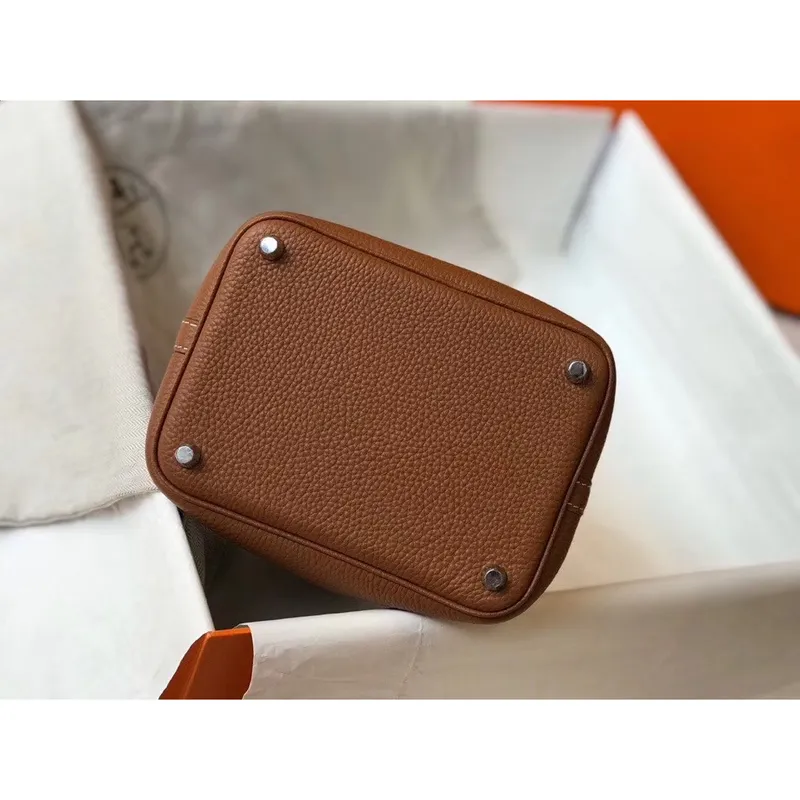 Hermes Picotin Lock 18 Taška v zlaté kůži Clemence