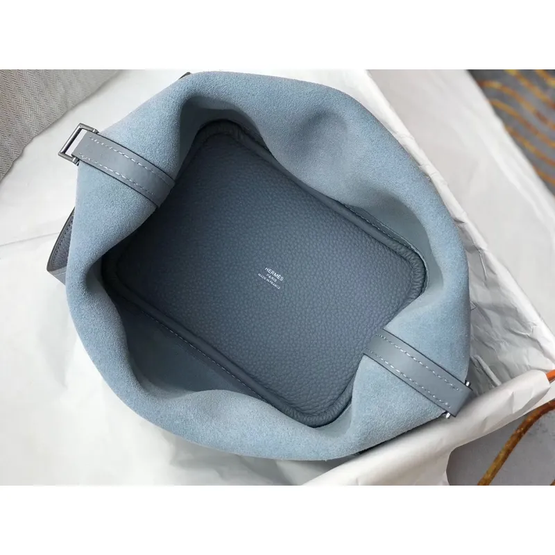 Hermes Picotin Lock 18 Taška v modré linii z kůže Clemence