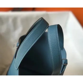 Hermes Picotin Lock 18 Taška v modré džínové kůži Clemence