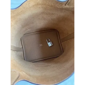 Hermes Picotin Lock 18 Ručně vyráběná taška z kůže Clemence v barvě sušenky