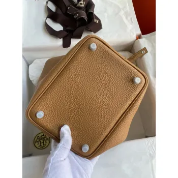 Hermes Picotin Lock 18 Ručně vyráběná taška z kůže Clemence v barvě sušenky