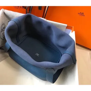 Hermes Picotin Lock 22 Taška v modré achátové kůži Clemence