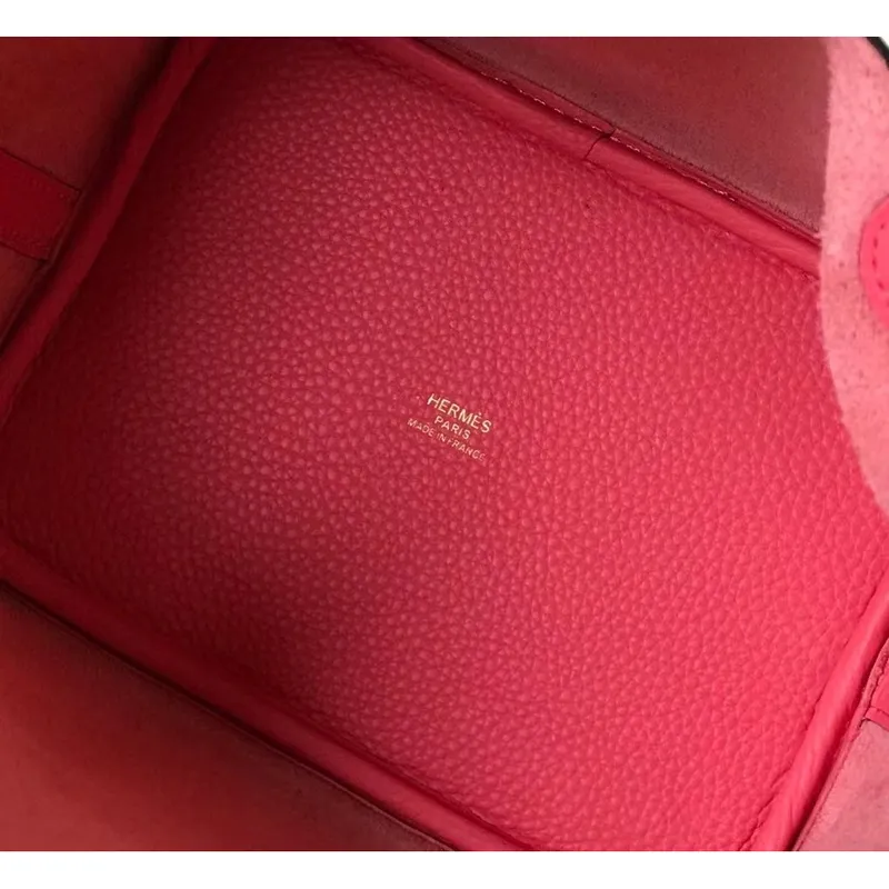 Hermes Picotin Lock 22 Taška v růžové rtěnce z kůže Clemence