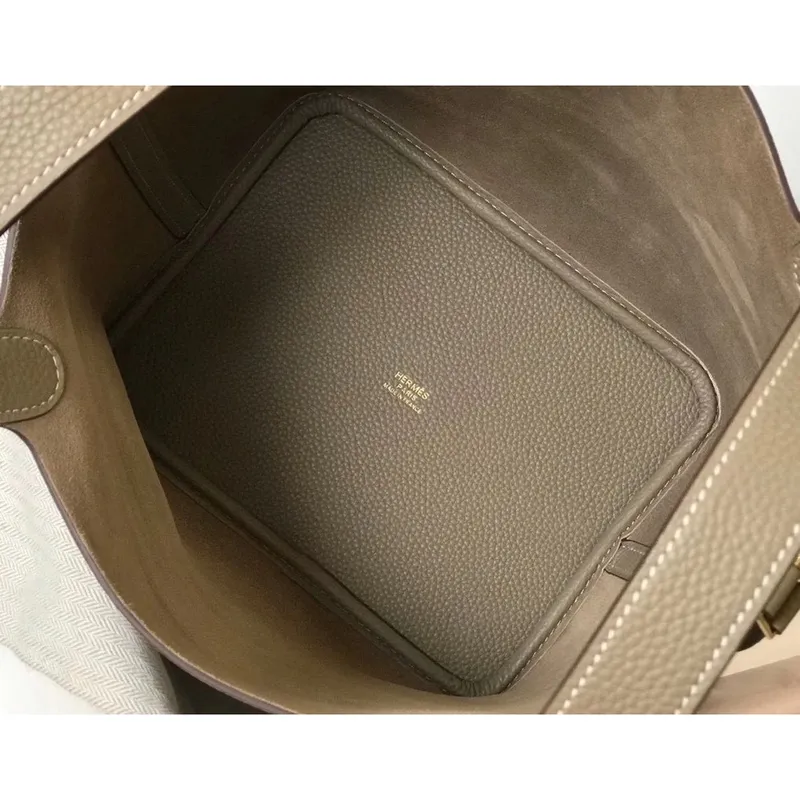 Hermes Picotin Lock 22 Taška v kůži Tourterelle Clemence