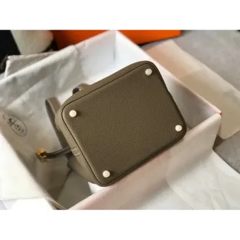 Hermes Picotin Lock 22 Taška v taupe kůži Clemence