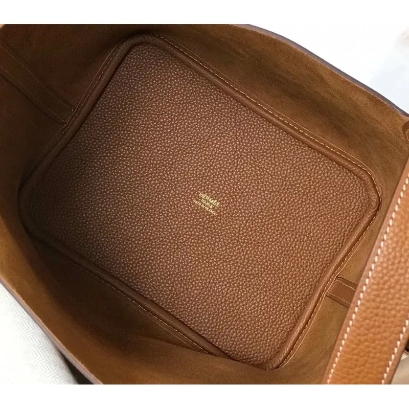 Hermes Picotin Lock 22 Taška v zlaté kůži Clemence