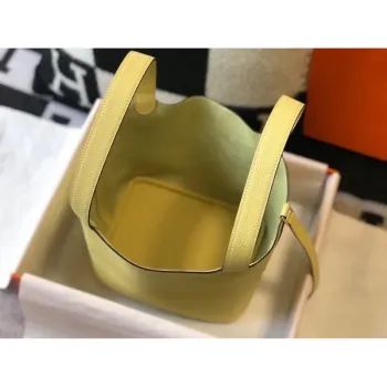 Hermes Picotin Lock 22 Taška v kůži Jaune Poussin Clemence