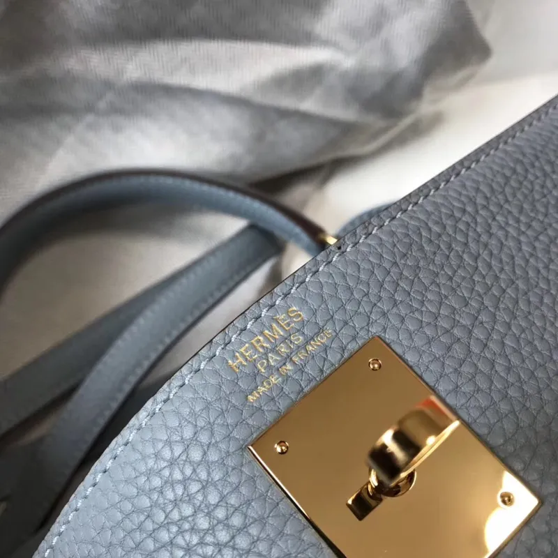Hermes Blue Lin Clemence Kelly 28cm Taška
