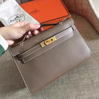 Hermes Taupe Kelly Pochette Epsom Ručně vyráběná taška