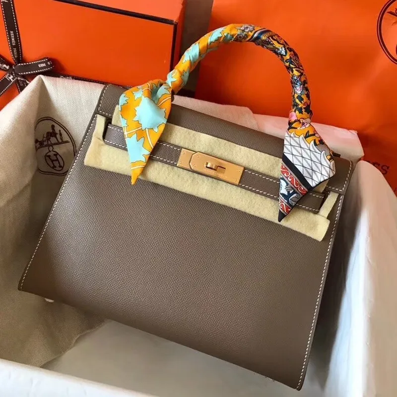 Hermes Taupe Epsom Kelly 28cm Ručně vyráběná taška