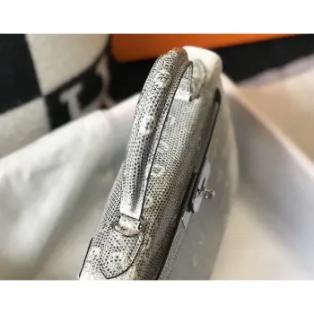 Kelly taška 28 cm v ombre embosovaném přírodním ještěru