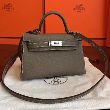 Hermes Taupe Epsom Kelly Mini II Ručně vyráběná taška
