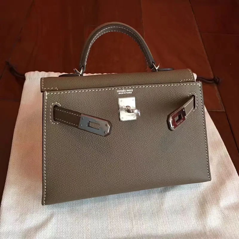 Hermes Taupe Epsom Kelly Mini II Ručně vyráběná taška