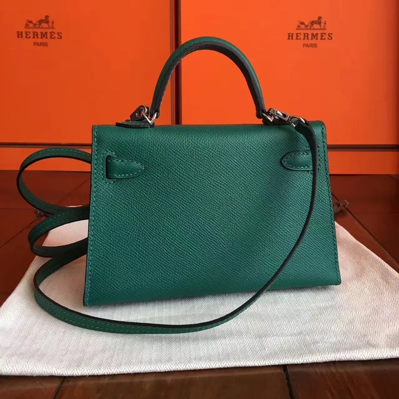 Hermes Malachite Epsom Kelly Mini II Ručně vyráběná taška
