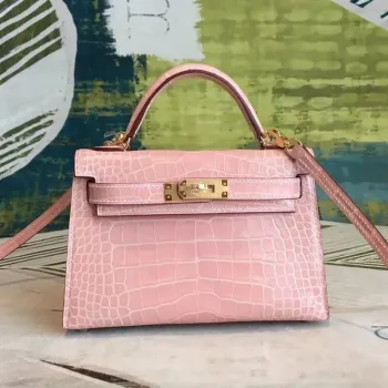 Hermes Nude Alligator Kelly Mini II Ručně vyráběná taška