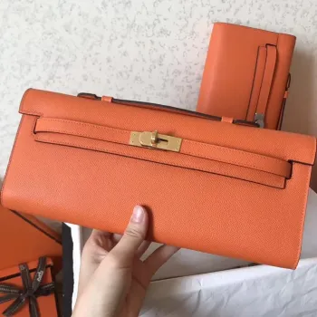 Hermes Orange Epsom Kelly Cut Ručně Vyrobená Taška
