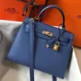 Kelly 25cm Sellier Taška v Agate Blue Epsom Kůži