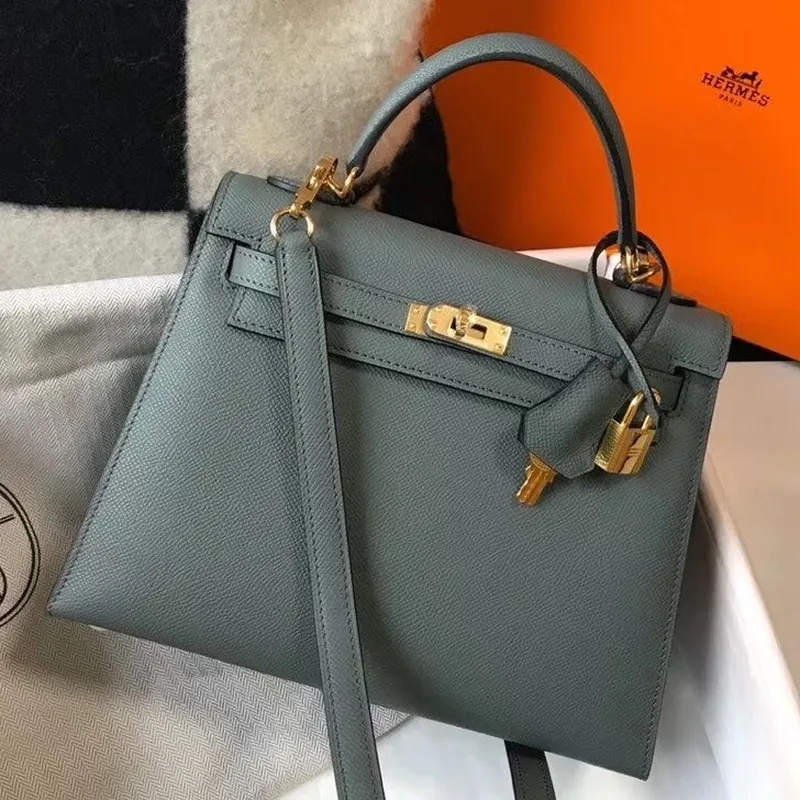 Hermes Vert Amande Epsom Kelly 25cm Sellier Taška GHW