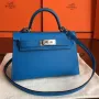 Hermes Blue Izmir Epsom Kelly Mini II Ručně vyráběná taška