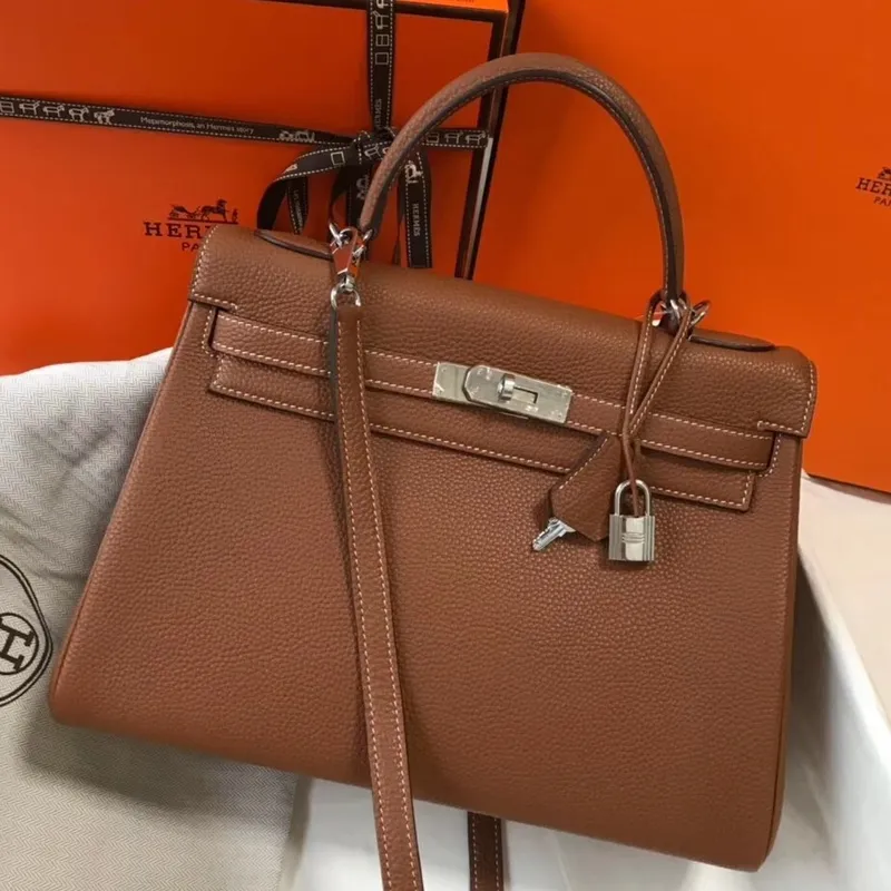 Hermes Brown Clemence Kelly 32cm Retourne Taška