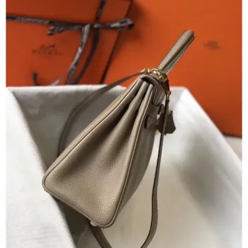 Hermès šedá kůže Clemence Kelly 28cm taška