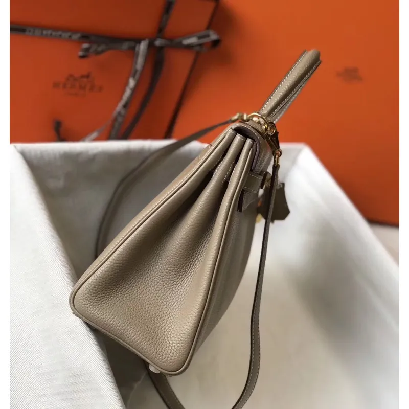 Hermès šedá kůže Clemence Kelly 28cm taška