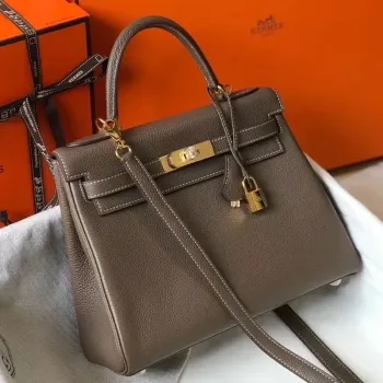 Hermes Etoupe Clemence Kelly 25cm GHW Taška