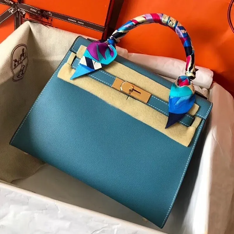 Hermes Blue Jean Epsom Kelly 28cm Ručně vyráběná taška