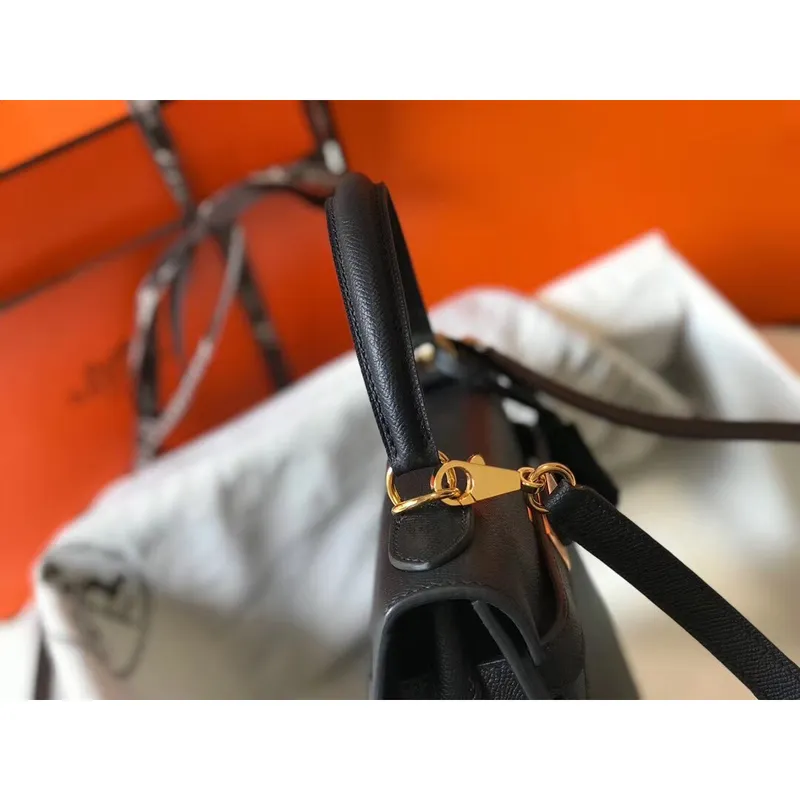 Kelly 28cm Sellier Taška v černé Epsom kůži