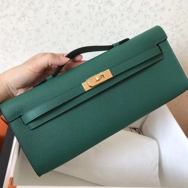 Hermes Malachite Epsom Kelly Cut Ručně vyráběná taška