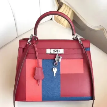 Hermes Multicolor Blocks Kelly 28cm Ruby Taška