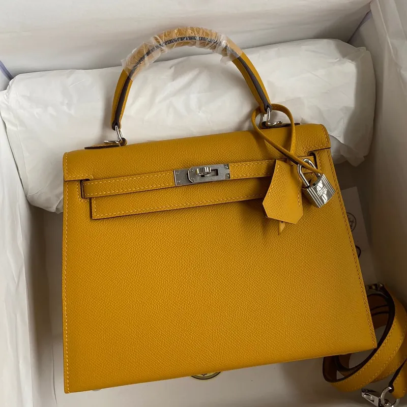 Hermes Epsom Kelly 25cm Sellier Ručně vyrobená žlutá taška