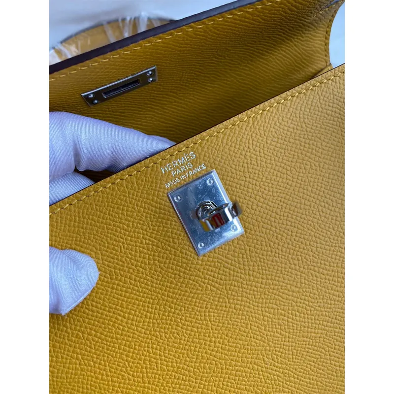 Hermes Epsom Kelly 25cm Sellier Ručně vyrobená žlutá taška