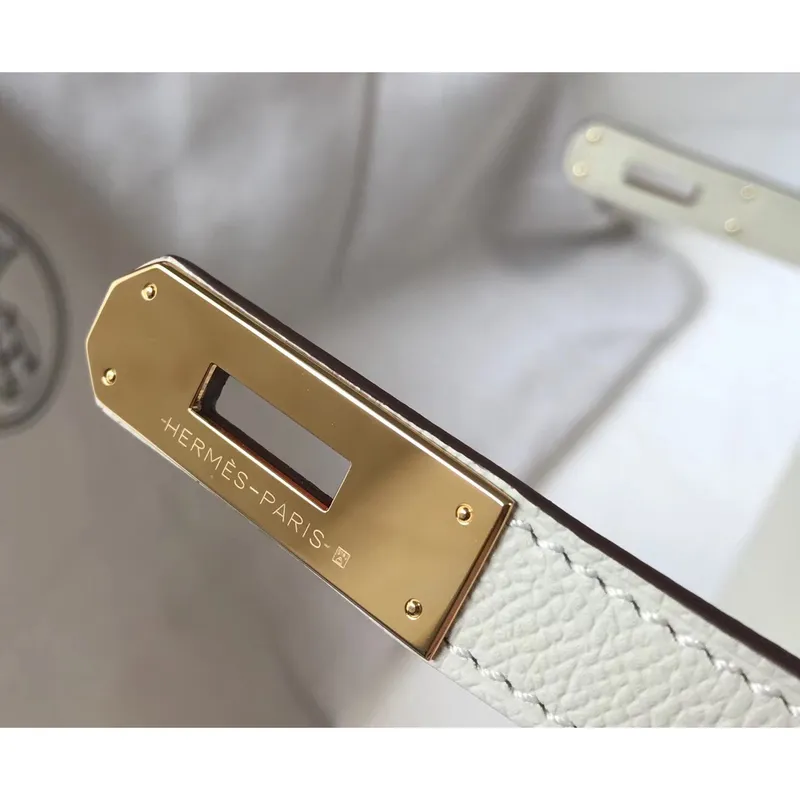 Hermès Bílá Epsom Kelly 32cm Sellier Taška