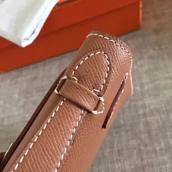 Hermes Brown Kelly Pochette Epsom Ručně vyráběná taška